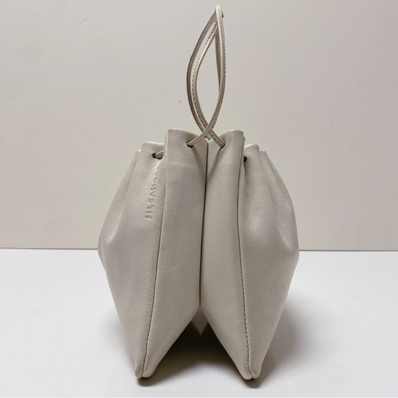Jil Sander Mini Lambskin Leather Ivory White Drawstring Dumpling Bag Italy - Picture 5 of 12
